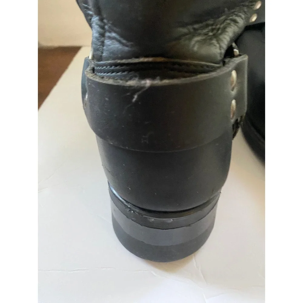 VTG Harley-Davidson Mens Black Leather Harness Biker‎ Boots Square Toe  Sz 10.5